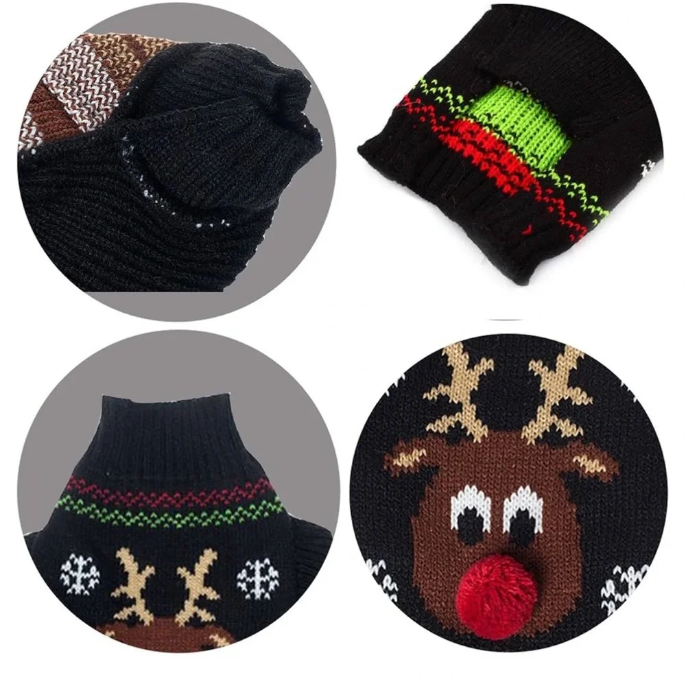 Dog Sweater for Christmas Cartoon Reindeer Pet Cat Winter Knitwear Clothes large